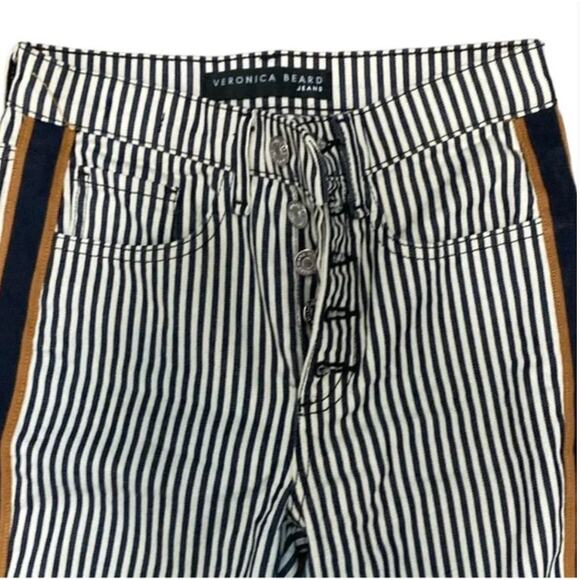 Veronica Beard Carolyn High Rise 10" Baby Boot Cut Striped Pant 24/00 - Picture 7 of 9